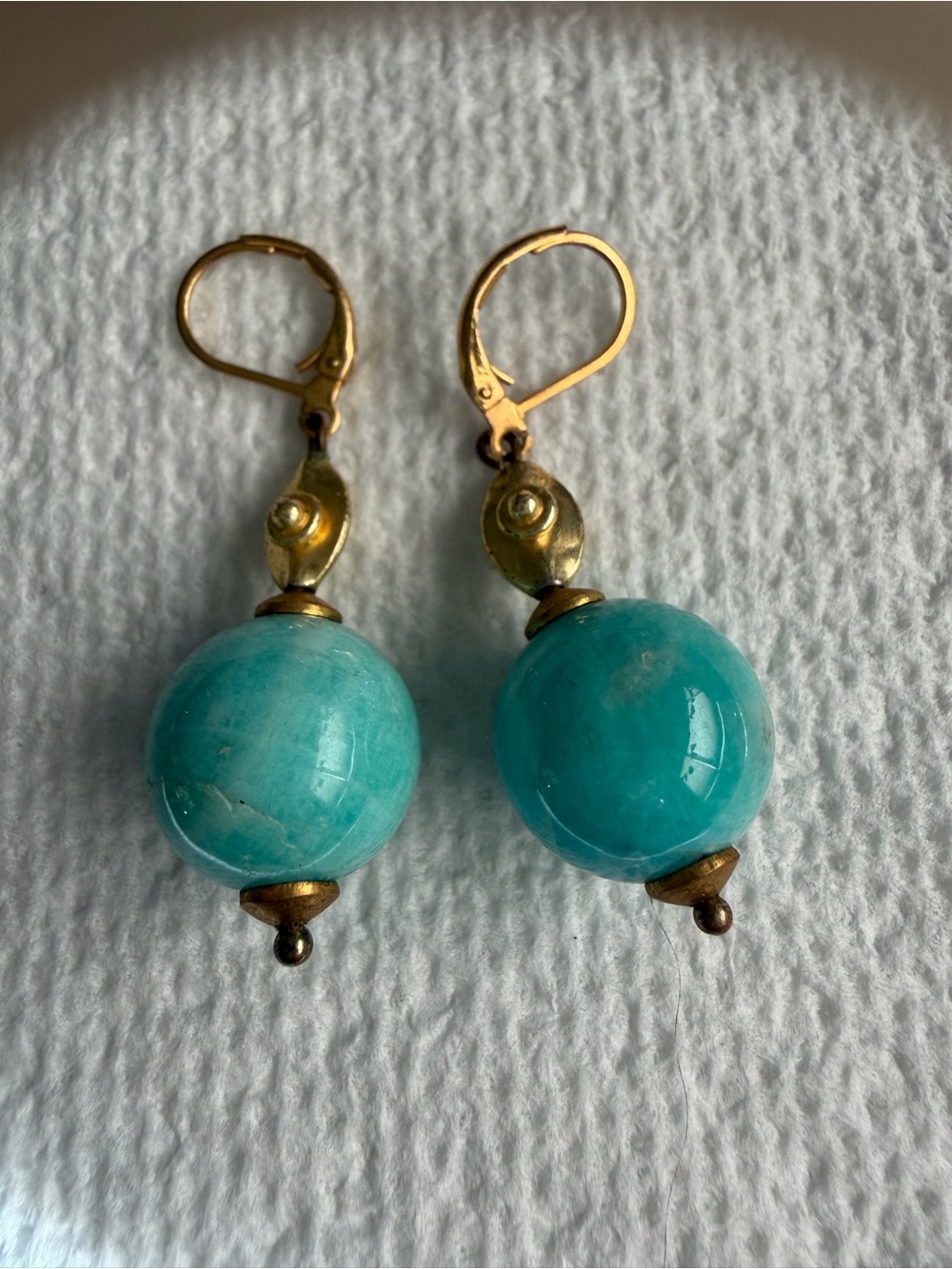 Gold-Accent Turquoise -howlite  ball drop earrings